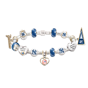 New York Yankees Charm Bracelet With Swarovski Crystal