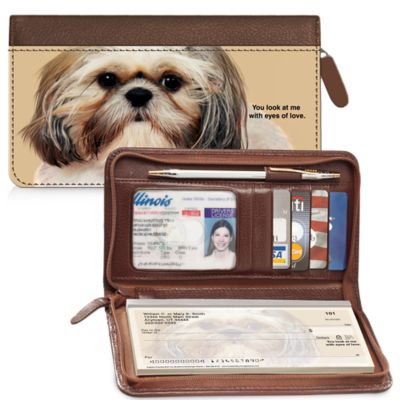 Faithful Friends - Shih Tzu Zippered Checkbook Cover