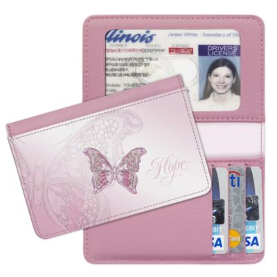 Pink Ribbon - Leather Personal Checkbook Cover