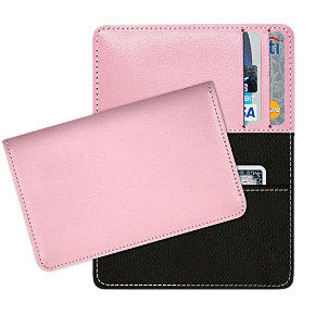 Pink Leather Debit Card Holder