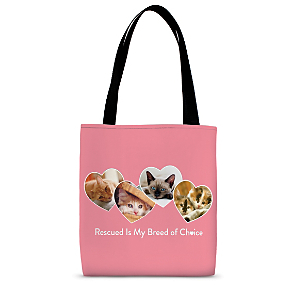 Rescued is Something to Purr About Fabric Tote Bag