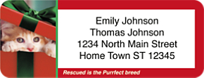 Rescued is the Purrfect Breed Holiday Return Address Label