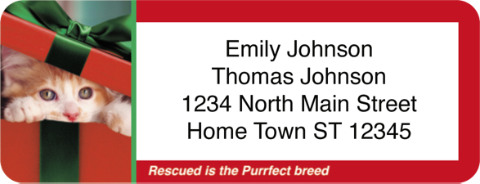 Rescued is the Purrfect Breed Holiday Return Address Label