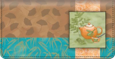 Tea Time Leather Checkbook Cover