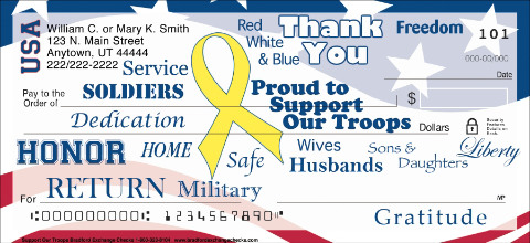 Support Our Troops Inspirational Phrases Personal Checks