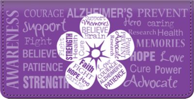 Alzheimers Awareness Purple and White Checkbook Cover