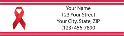 HIV Aids Red Awareness Ribbon Return Address Labels