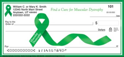 Muscular Dystrophy Green Awareness Ribbon Checks