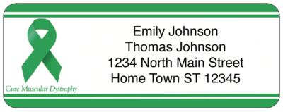 Muscular Dystrophy Awareness Green Ribbon Return Address Labels