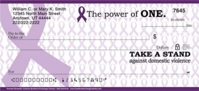 Prevent Domestic Violence Purple Ribbon Personal Checks