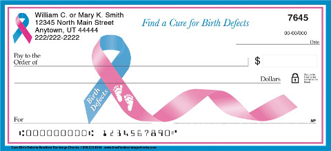 Cure Birth Defects - Pink and Blue Ribbon Personal Checks