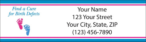 Pink and Blue Birth Defects Awareness Ribbon Return Address Labels