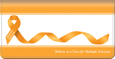Multiple Sclerosis Orange Ribbon Checkbook Cover