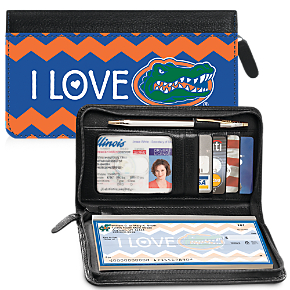 I Love Gators(R) Chevron Zippered Wallet Checkbook Cover