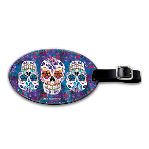 Day of the Dead Leather Luggage Tag