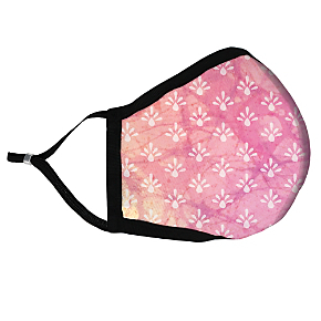 Boho Batik Pink Face Mask with HEPA Filter - Adult Large