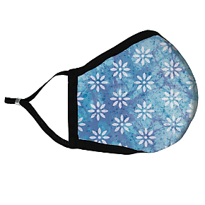 Boho Batik Blue Fabric Face Mask with Filter - Adult Large