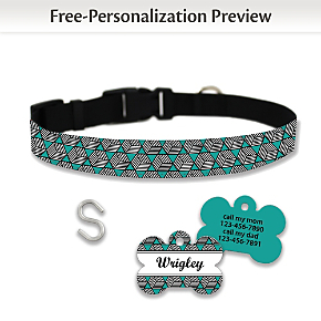 Pop Art Cubes Pet Collar and Personalized Tag Set