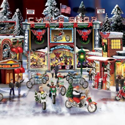 Motorcycle City Collectible Christmas Village Collection