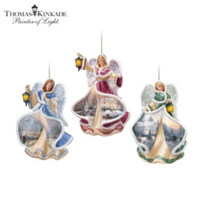 Thomas Kinkade Winter Angels Of Light Christmas Ornament Collection