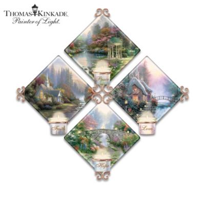 Thomas Kinkade Candleholder Quartet Collector Plate Collection