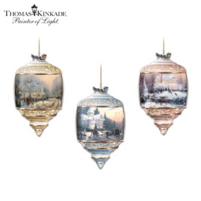Thomas Kinkade Heirloom Glass Christmas Ornament Collection