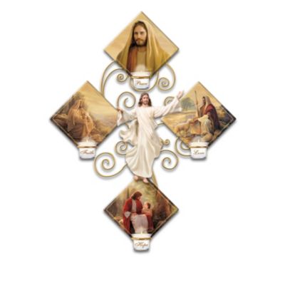 Jesus Christ The Light Of The World Candlelit Quartet Wall Decor Collection