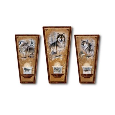 Spirits Of The Night Wolf Art Decorative Candle Wall Sconce Collection