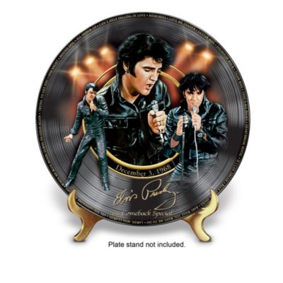 Elvis's 40th Anniversary Celebration Record-Shaped Porcelain Collector Plate Collection