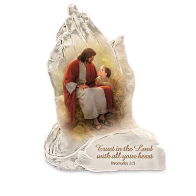 Let the presence of the Lord bring you lasting comfort through the powerful symbol of his praying hands. A limited-edition religious art figurine collection, graced with the work of famed religious artist Greg Olsen, brings the faith and hope of prayer to vivid life. Beginning with Issue One, Trust in the Lord, soon, your collection will continue with Issue Two, All God's Children, and additional religious art figurines, each a separate issue to follow.Exclusively from The Bradford Exchange, each religious art figurine in this collection is exquisitely handcrafted of clear, brilliant crystalline in the dramatic, fully dimensional shape of God's praying hands. Gracing each one is acclaimed religious artist Greg Olsen's vivid imagery of Jesus and loving words from scripture appear in golden script at the figurine's base. Don't wait to feel the strong presence of God in your life. Intense demand is expected. Order now!