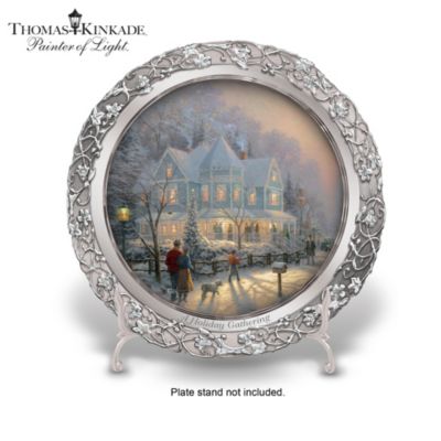 Thomas Kinkade 25th Anniversary Master's Porcelain And Pewter Holiday Plate Collection
