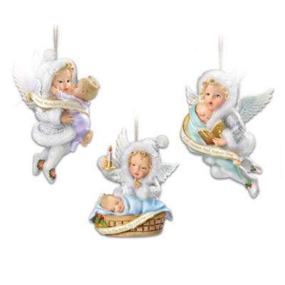 Snow Wonder Angels From Heaven Above Christmas Ornament Collection: Sets Of 3