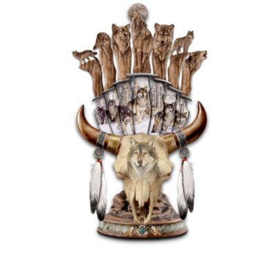 Native American-Themed Wolf Art Replica Knives: The Sacred Meeting Collection