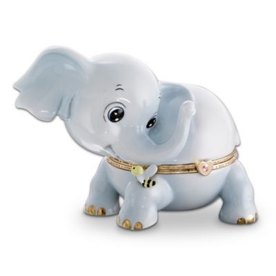 Little Lucky Elephant Heirloom Porcelain Animoges Music Box Collection