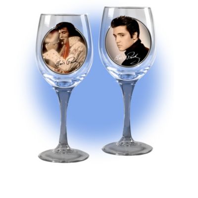 No one moved fans like the King of Rock 'n' Roll&reg;. His hip-swinging music was enough to get any party started. Now, you can celebrate the charismatic legend with this Elvis&reg; wine glassware collection honoring his 75th birthday, beginning with Issue One, He Pours on the Charm. Soon your collection will continue with Issue Two, Leather & Gold Lame and additional sets of two Elvis wine glasses, each set a separate issue to follow.Exclusively from The Bradford Exchange for the first time, each set of striking 10 oz glasses in this collection features classic Elvis photographic imagery and his replica signature encircled by a simulated-platinum border. For added delight, each edition showcases meticulously hand-painted glass stems and bases. Strong demand is expected, and you won't want to miss out on a festive way to toast to the King in a limited edition. Order now!