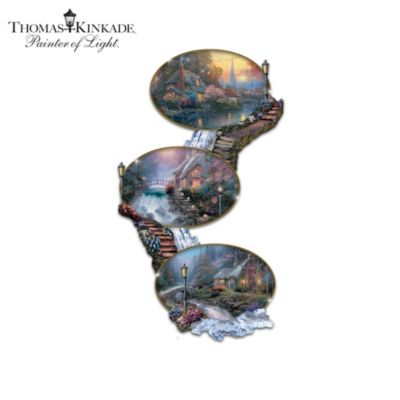Thomas Kinkade Riverside Lamplight Glow-In-The-Dark Plate Collection
