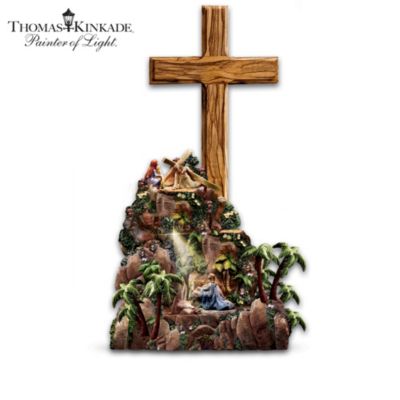 Thomas Kinkade Hand-Carved Olive Wood Cross Sculpture Collection