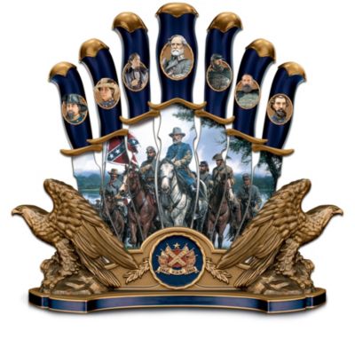 In 1863, General Robert E. Lee led 65,000 dedicated soldiers to invade Grant's army in the North. Now, these courageous heroes of the Civil War are honored in this first-of-a-kind Civil War replica porcelain knife collection, beginning with Issue One, General Robert E. Lee. Soon your collection will continue with Issue Two, General Stonewall Jackson, Issue Three, Jefferson Davis and additional collectible Civil War knives as they become available, each issue to arrive separately. As part of your collection, you'll receive a FREE* collector's display rack, arriving after Issue One.Exclusively from The Bradford Exchange, each replica knife in this collection is crafted of porcelain and features Sons of The South imagery by acclaimed artist John Paul Strain. Each issue includes highly detailed bronze-finished handles that feature hand-painted, low-relief busts of the most celebrated Confederate heroes. For the perfect finishing touch, this stunning collection includes a FREE* display, a $70 value. Heavy demand is expected for this captivating home decor. Order now!