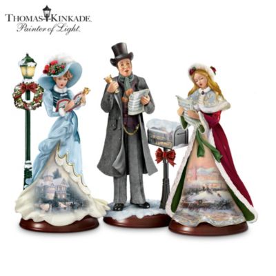 Thomas Kinkade Here We Come A-Caroling Figurine Collection