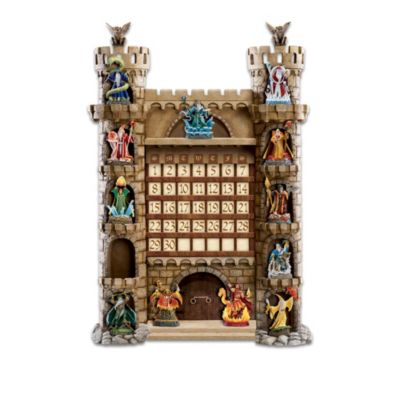 Spend a year of adventure in a magical realm where mighty enchanters seek dominion over time itself. Introducing a spellbinding wizard-themed perpetual calendar, available exclusively from The Bradford Exchange, featuring 12 unique fully sculptural figurines of monthly ministers of spells and sorcery, available in sets of 2. The magic begins with Issue One, the most current months. Soon, your collection will continue with Issue Two, the wood calendar display - a $75 value for the same low issue price - and including date, holiday and special occasion tiles. Look forward to Issue Three and even more sets of two wizard figurines, each set a separate issue, to follow.You can customize your collectible fantasy art calendar with the special occasion tiles that let you mark holidays and family celebrations. Best of all, with each new issue of two wizards in your collection, you can prepare for an exciting adventure in the quest for time, as each is decorated with season appropriate flair and hand-painted with vivid realism. Don't wait - this wizard-themed perpetual calendar is available in limited editions of just 5,000 and strong demand is expected, so order now!