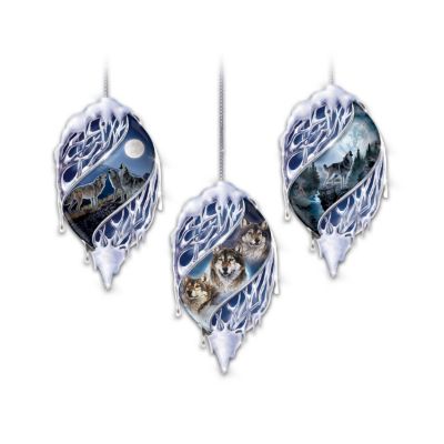 Silver Spirits Wolf Ornament Collection - Sets Of Three