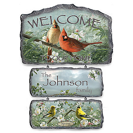 Songbirds Of The Season Personalized Welcome Sign Collection