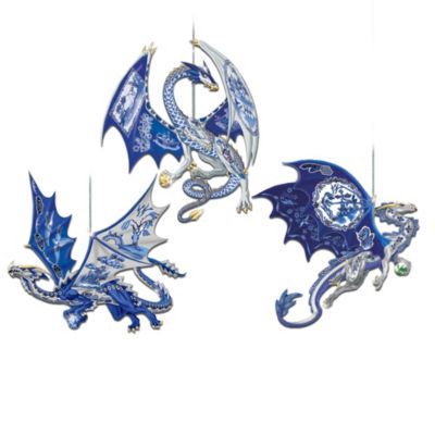 Blue Willow Dragon Ornament Collection