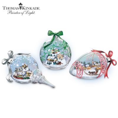 Thomas Kinkade Blown Glass Christmas Sculpture Collection: Holiday Treasures
