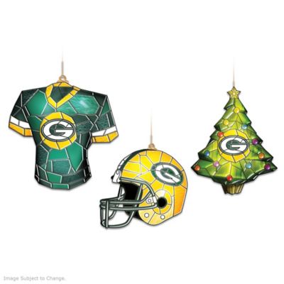 Green Bay Packers Stained Glass Style Ornament Collection