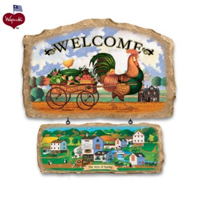 Charles Wysocki Hometown Seasonal Welcome Sign Collection