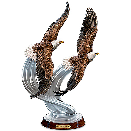 American Bald Eagle Majesty In Flight Hand Painted Lifelike Sculpture Collection