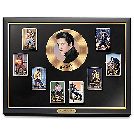 Elvis Presley King of Rock and Roll Zippo Lighter Collection with Display Case