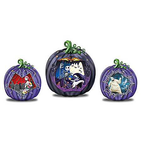 The Nightmare Before Christmas Light Up Pumpkin Sculpture Collection