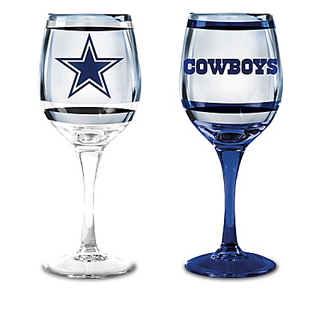 NFL Dallas Cowboys Wine Glass Collection: Set Of Two Stem Wine Glasses
